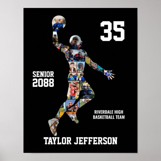 Kollage för seniorbasketspelare poster (Framsidan)