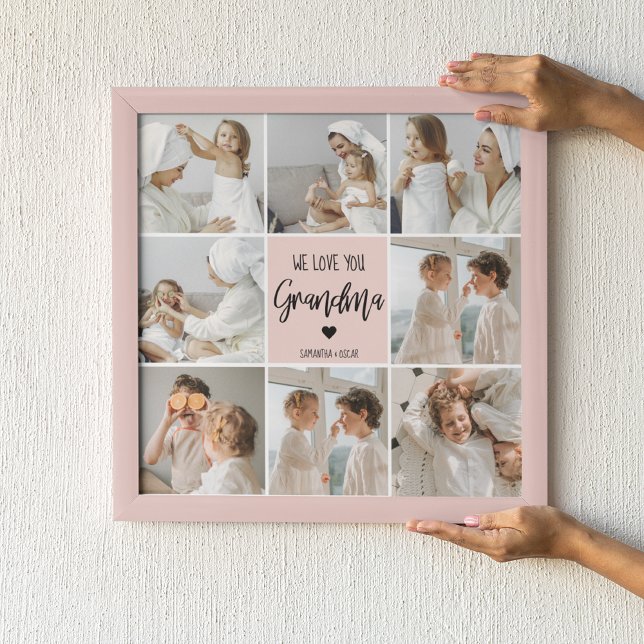 Kollage Foto Rosa Vi Älskar Dig Mormor Bästa Gåva Poster (Skapare uppladdad)