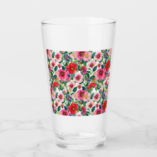Kollage, mönster av målade blommor, vattenfärg 2 glaskopp