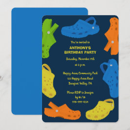 Kollage of Plastic Shoes Navy Blue Födelsedagsfest Inbjudningar