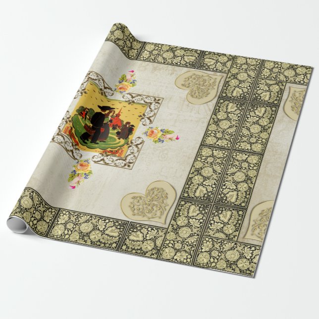 kollage-vintage presentpapper (Utrullad)