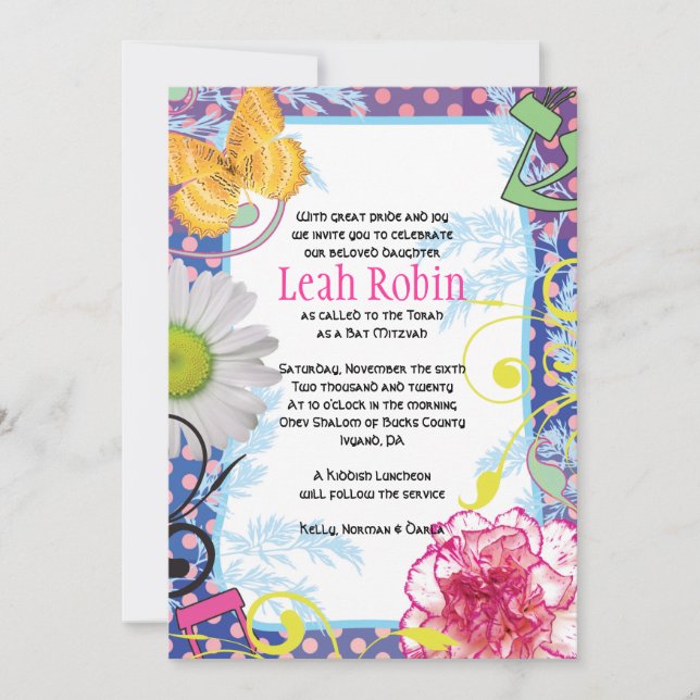 KOLLAGEGALEN Bat Mitzvah-festkort Inbjudningar (Framsida)