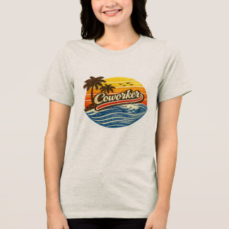 Kollegie Retro Solnedgång Design T Shirt
