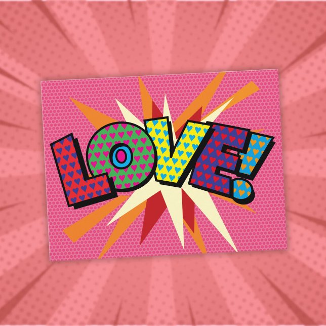KOLLEKTION Rolig Retro Serietidning Popkonst Vykort (LOVE Fun Retro Comic Book Pop Art Postcard)