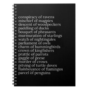 Kollektiva Nouns of Birds Black Notebook Anteckningsbok