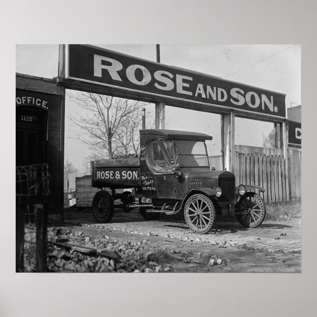 Kolleverans lastbil, 1925. Gammalt foto Poster (Framsidan)