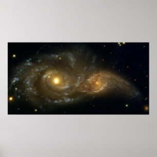 Kolliderande galaxer NGC 2207 IC 2163 av Hubblen Poster