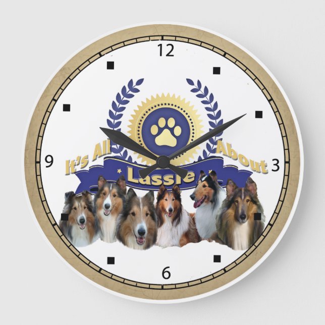 Kollie Clock of Lassie Type Hund Stor Klocka (Framsida)