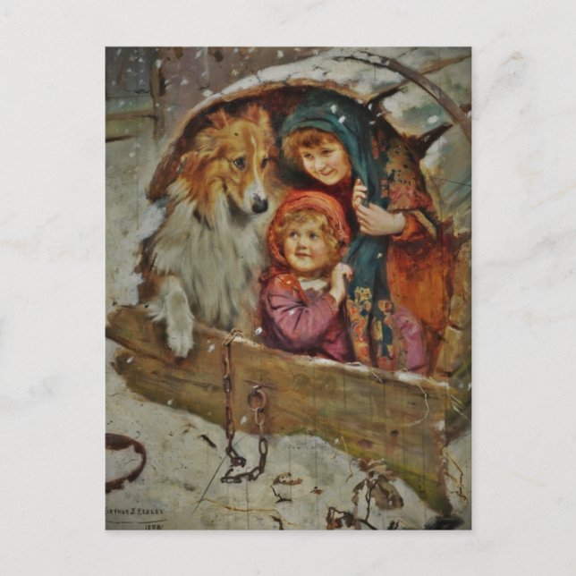 Kollie och barn i Doghouse Vykort (Framsida)