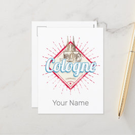 Köln City Tyskland Retro Cathedral Vintage Helg Vykort