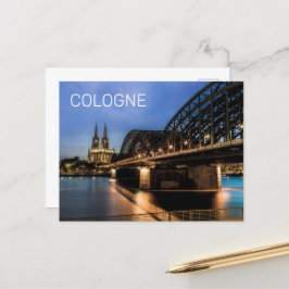 Köln Cityscape Tyskland Dom Night Souvenir Helg Vykort