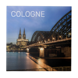 Köln Cityscape Tyskland Dom Night Souvenir Kakelplatta