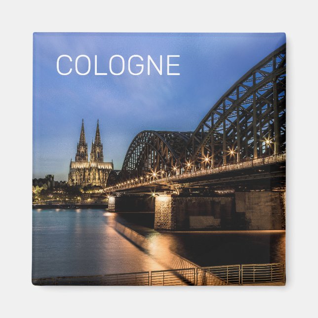 Köln Cityscape Tyskland Dom Night Souvenir Magnet (Framsidan)