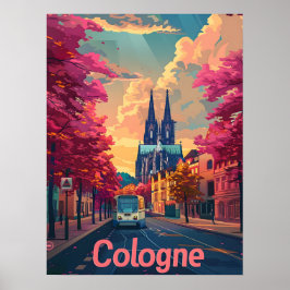 Köln: Katedral Majestät och Lila Tranquilitet Poster