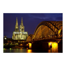 Köln - katedral vid poster av skymning
