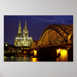 Köln - katedral vid poster av skymning
