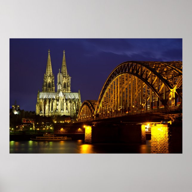 Köln - katedral vid poster av skymning (Framsidan)