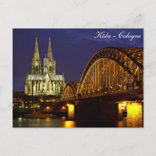 Köln - katedral vid vykort med dubbla ljus