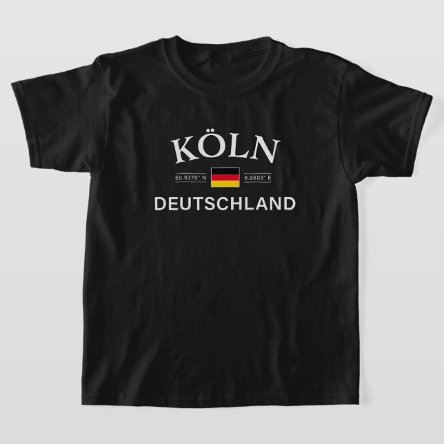 Koln (Köln) Deutschland Koordinates German Kids T Shirt (Laydown)