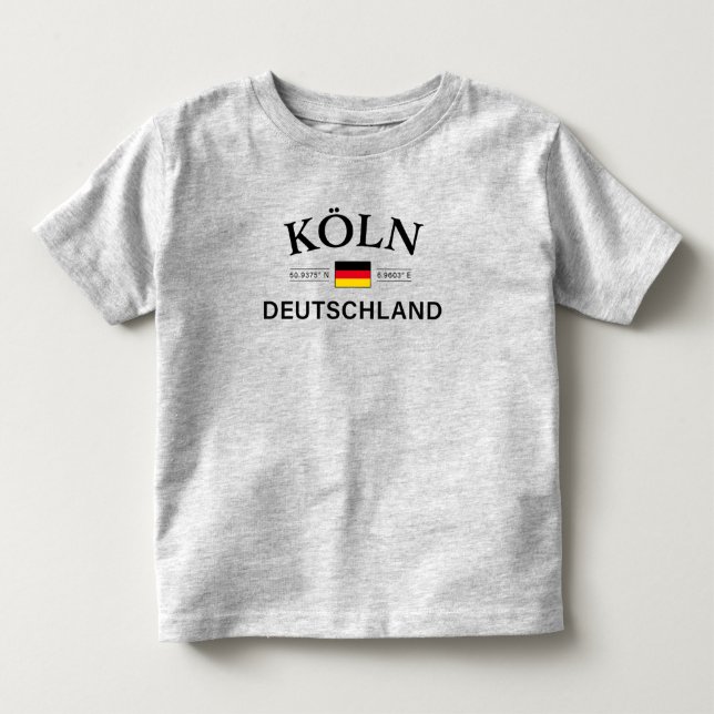 Koln (Köln) Deutschland Koordinates German T Shirt (Framsida)
