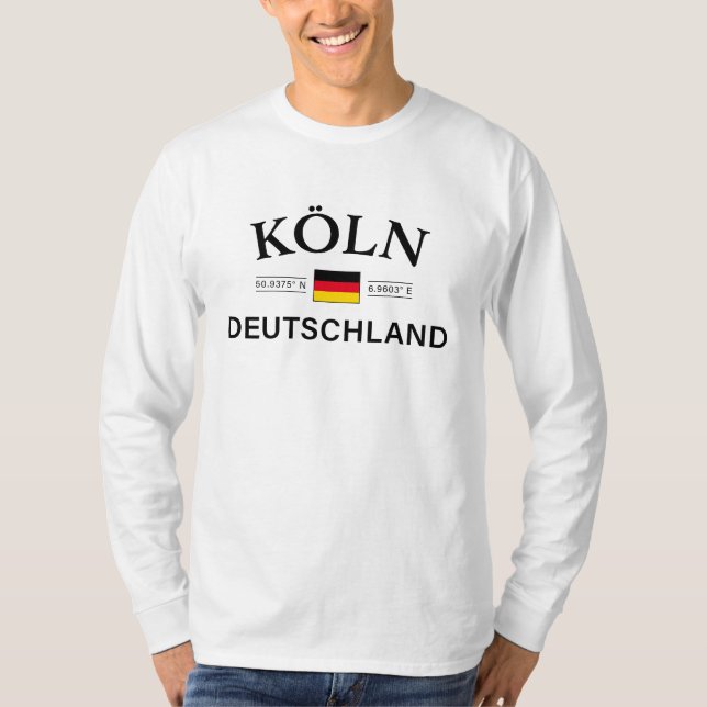 Koln (Köln) Deutschland Koordinates German T Shirt (Framsida)