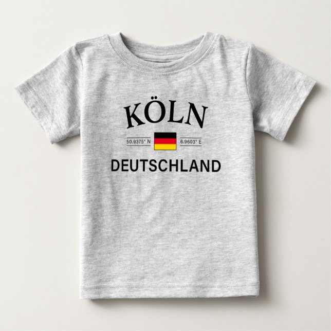 Koln (Köln) Deutschland Koordinates German T Shirt (Framsida)