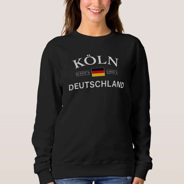 Koln (Köln) Deutschland Koordinates German T Shirt (Framsida)