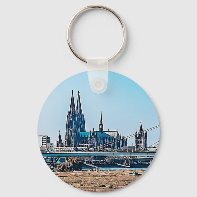 Köln Panorama Kölner Dom Schlüsselanhänger Nyckelring (Framsida)
