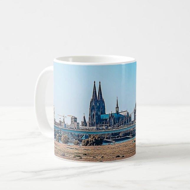 Köln Panorama mit Kölner Dom Tasse Kaffeetasse Kaffemugg (Framsida vänster)