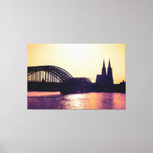 Köln Panorama Sunset mit Kölner Dom Canvastryck (Framsida)