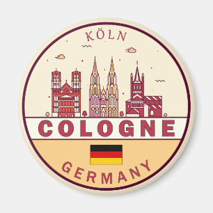 Köln Tyskland City Skyline Emblem Magnet