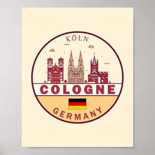 Köln Tyskland City Skyline Emblem Poster