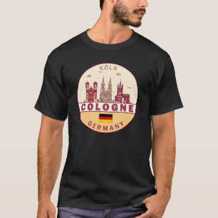Köln Tyskland City Skyline Emblem T Shirt