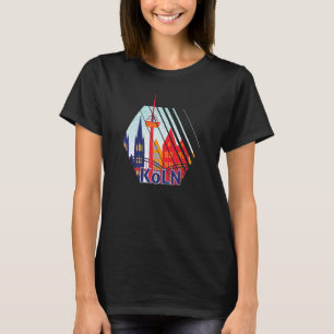 Köln Tyskland City Skyline Silhouette Outline Sk T Shirt