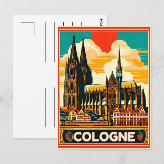 Köln tyskland helgdag vykort (Fram/baksida)