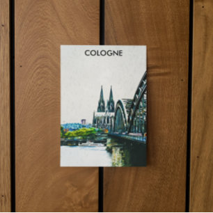 Köln Tyskland Panorama-vymålning Vykort