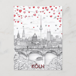 Köln Tyskland Romantic Travel Vykort