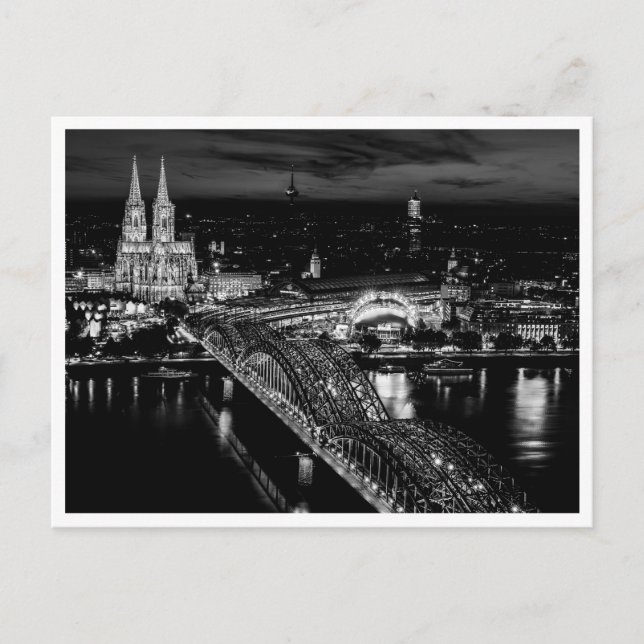 Köln Tyskland Siluett Nattfotografering Vykort (Framsida)