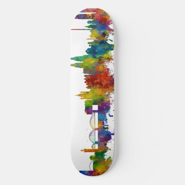 Köln Tyskland Skyline Mini Skateboard Bräda 18,5 Cm (Framsida)
