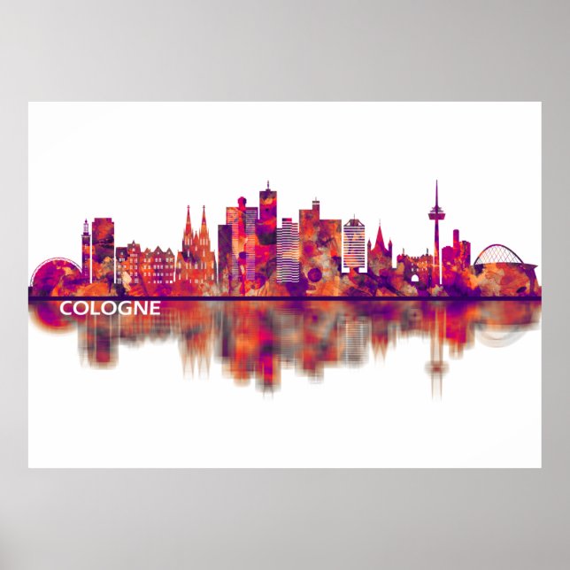 Köln Tyskland Skyline Poster (Framsidan)