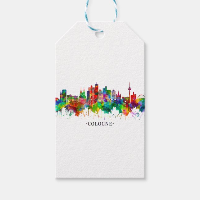 Köln Tyskland Skyline Presentetikett (Framsidan)