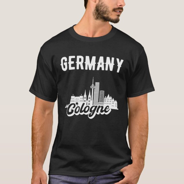 Köln Tyskland Skyline T Shirt (Framsida)
