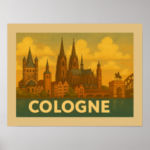 Köln Tyskland Stad Konst Poster