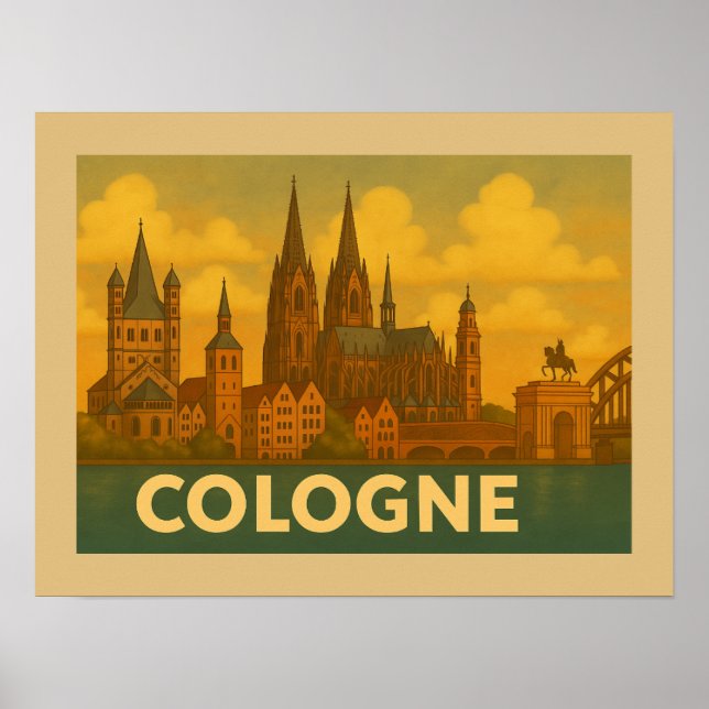 Köln Tyskland Stad Konst Poster (Framsidan)