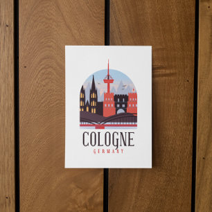 Köln Tyskland Vintage Cityscape Magnet Vykort