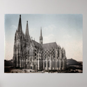 Kölner Dom um 1900 - Katedral i Kölner Dom um 1900 Poster