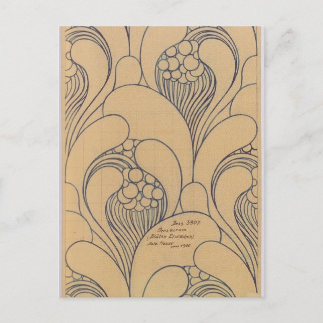 Koloman Moser-Fabric-design med blommigt Vykort (Framsida)