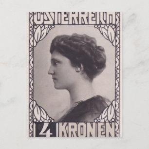 Koloman Moser-Frimärke Design Empress Zita Vykort