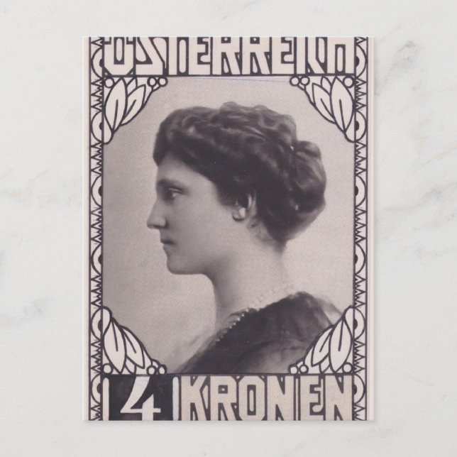 Koloman Moser-Frimärke Design Empress Zita Vykort (Framsida)