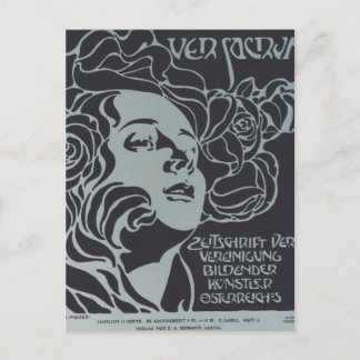 Koloman Moser-Girl's Head. Täckdesign Ver Sacrum Vykort